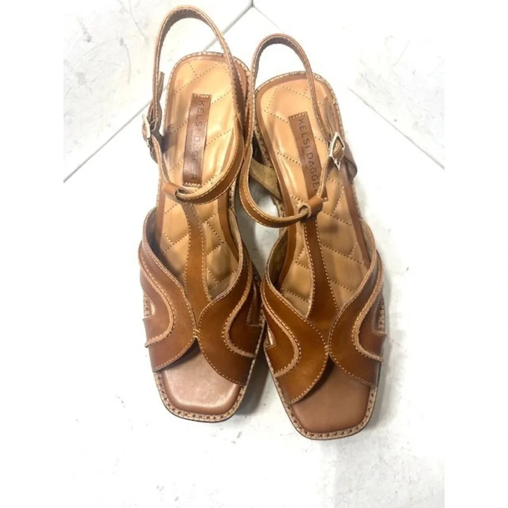 Kelsi Dagger Brooklyn Anthropologie Genie Brown Platform Block Sandals 8.5